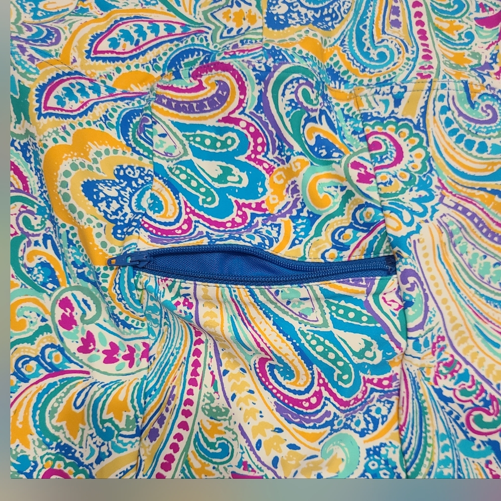 SUNSETS Turquoise Purple & Yellow Paisley Print Skirted Swimsuit Bottom Sz 16 - Picture 7 of 12